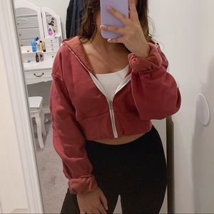 Cropped zip up hoodie